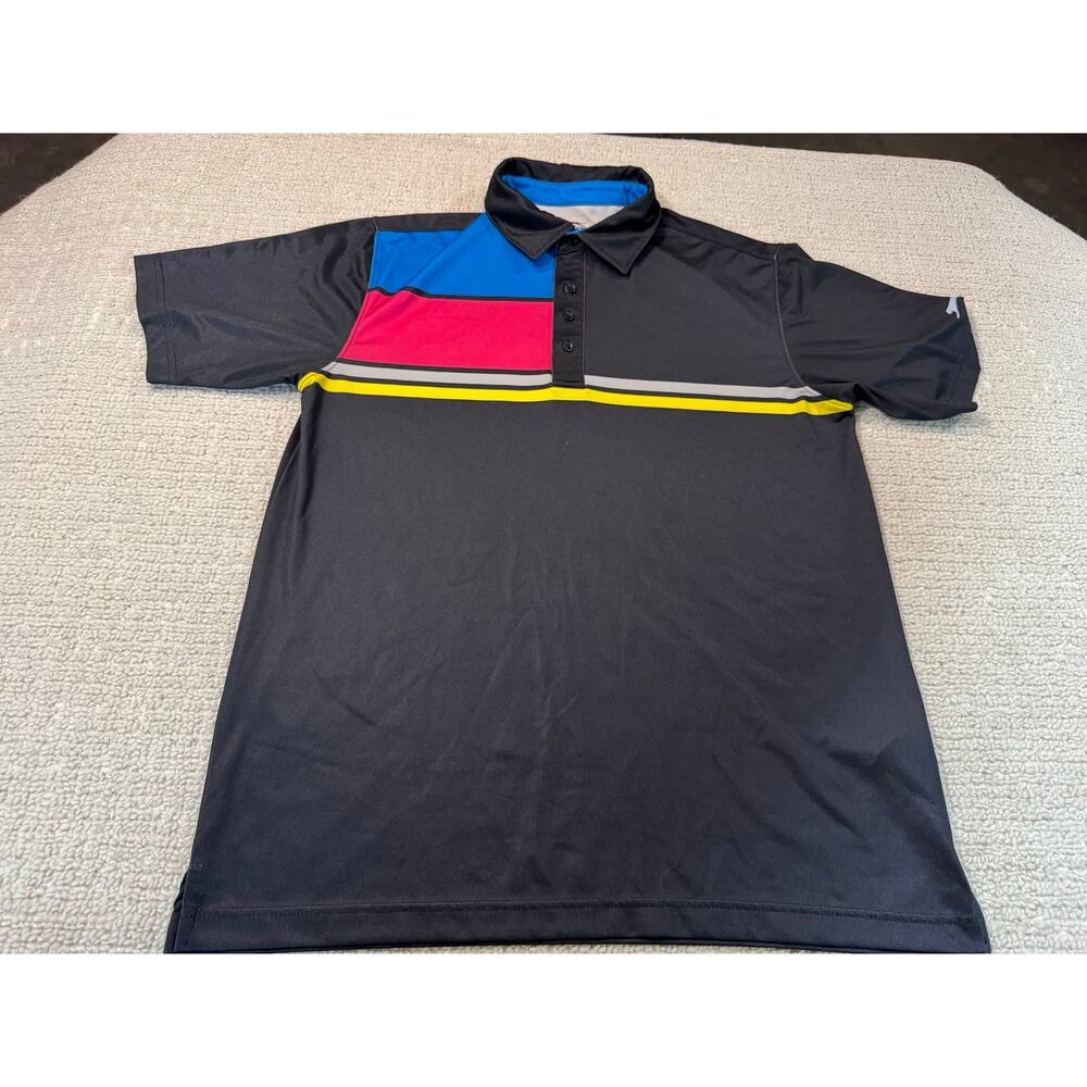 Slazenger Men’s M Polo Black Multi-color Color Block Athletic Wear Lightweight